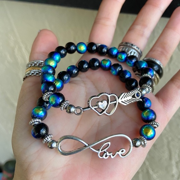 Iridecent beads heart arrow & infinity love set - Picture 4 of 10